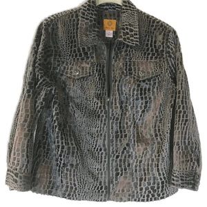 RudyRd Jacket faux Snake Skin Zip up coat Womens size 6